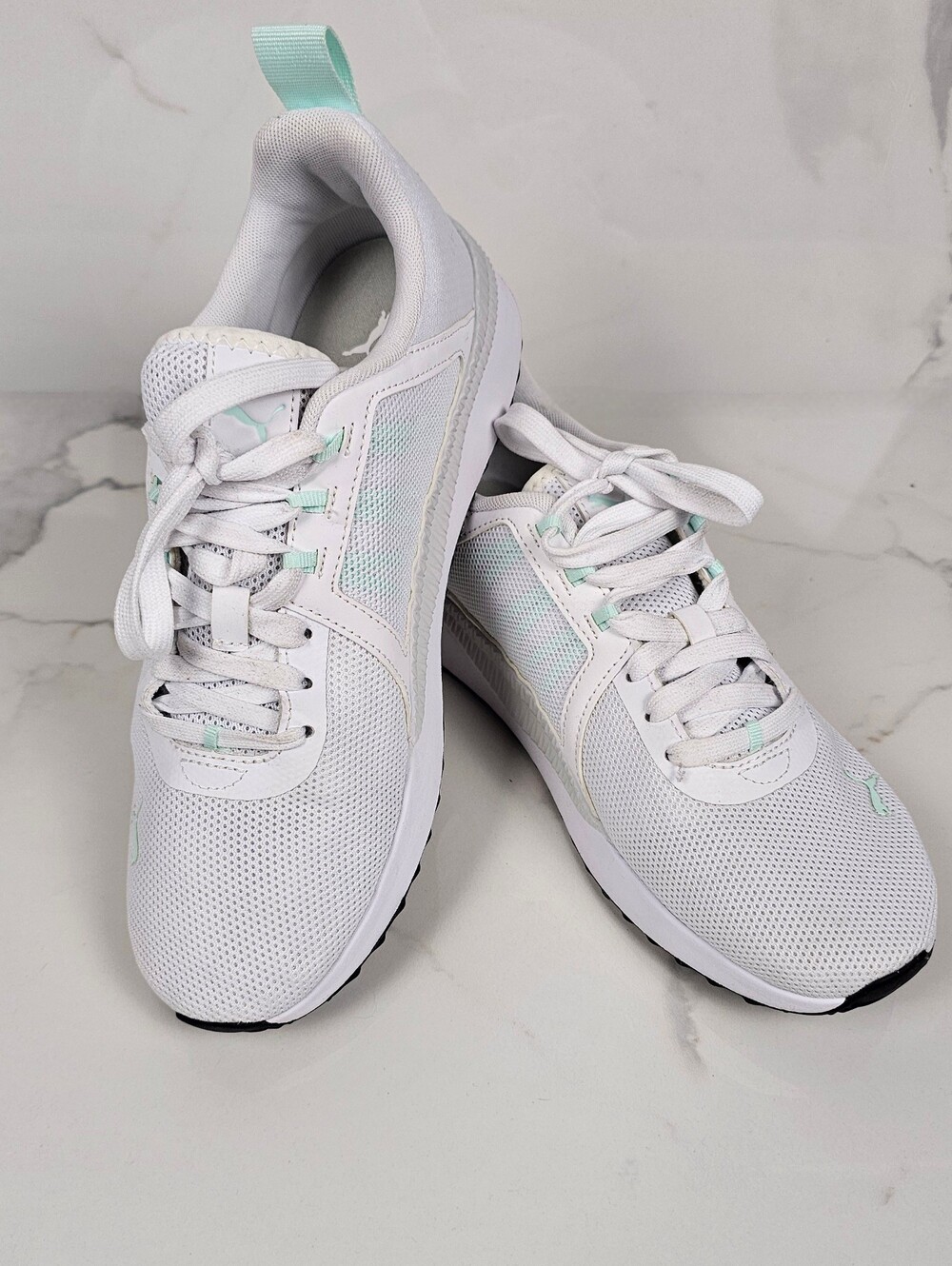 Puma Women's SoftFoam+ Running Shoes - White & Mint Green (US 8.5 / EUR 39)
